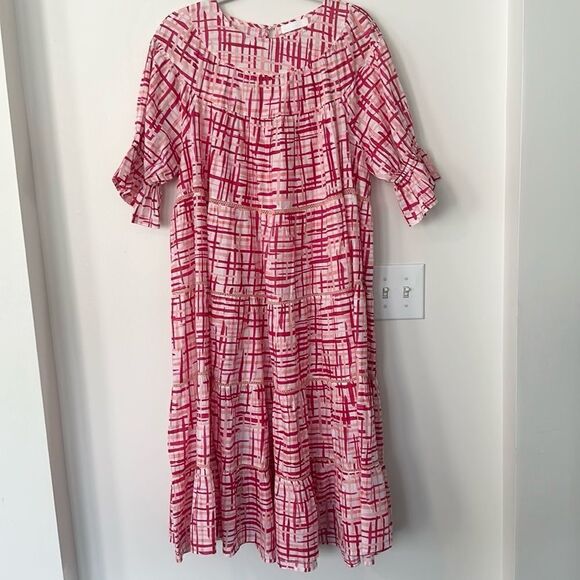 MERLETTE Women's Paradis Printed Dress, Berry Crosshatch Print S - Picture 2 of 10